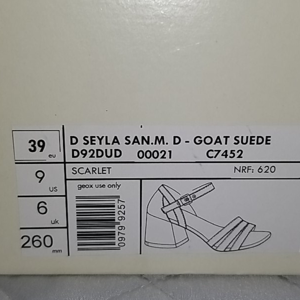 New Scarlet RED GEOX Suede Mid Heel Sandal - Picture 13 of 13